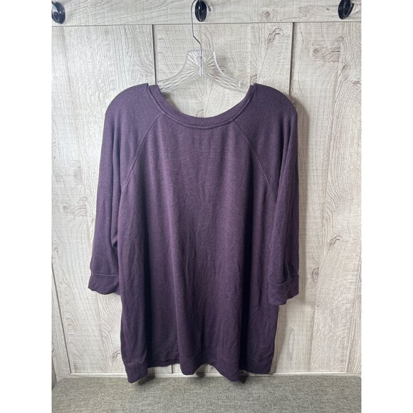 Market & Spruce Womens 2X Purple Knit Top With 3/4 Sleeves Rayon Blend Shirt - Picture 2 of 7